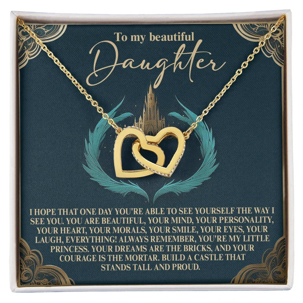 To My Beautiful Daughter – Build a Castle That Stands Tall and Proud – Fairytale-Inspired Necklace Gift from Mom