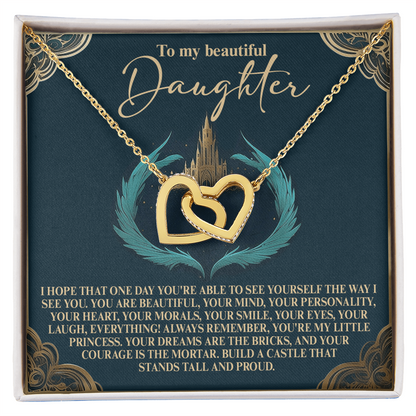 To My Beautiful Daughter – Build a Castle That Stands Tall and Proud – Fairytale-Inspired Necklace Gift from Mom - Mallard Moon Gift Shop