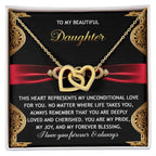 To My Beautiful Daughter - Unconditional Love - Interlocking Hearts Necklace