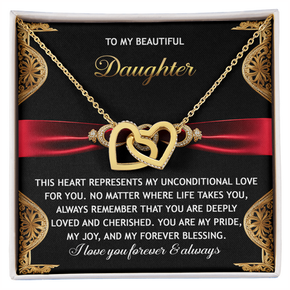 To My Beautiful Daughter - Unconditional Love - Interlocking Hearts Necklace - Mallard Moon Gift Shop