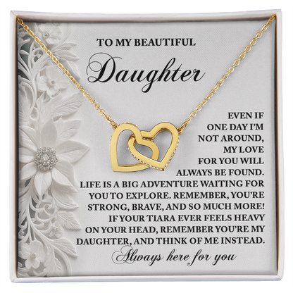 To My Beautiful Daughter - Inspirational Gift for Life's Adventures - Interlocking Hearts Necklace - Mallard Moon Gift Shop