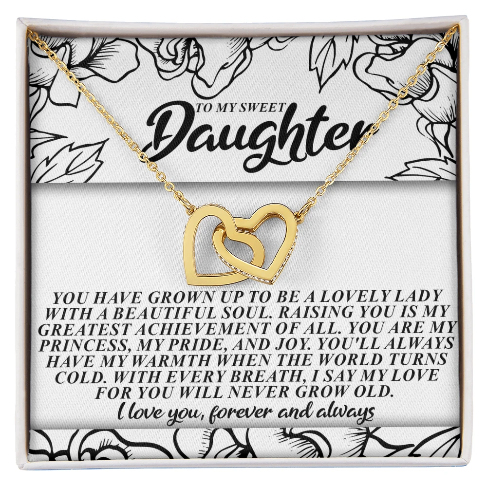 To My Sweet Daughter – You'll Always Have My Warmth When the World Turns Cold – Necklace Gift from Mom or Dad with Message Card