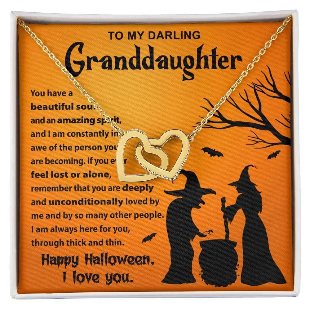 Granddaughter - Amazing Spirit Halloween Interlocking Hearts Pendant Necklace