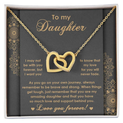 Gift for Birthday, Christmas - Daughter - Brave And Strong - Interlocking Hearts Necklace - Mallard Moon Gift Shop