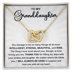 To My Granddaughter Interlocking Hearts Necklace – Intelligent, Strong, Beautiful & Kind Message Card | Heartfelt Gift