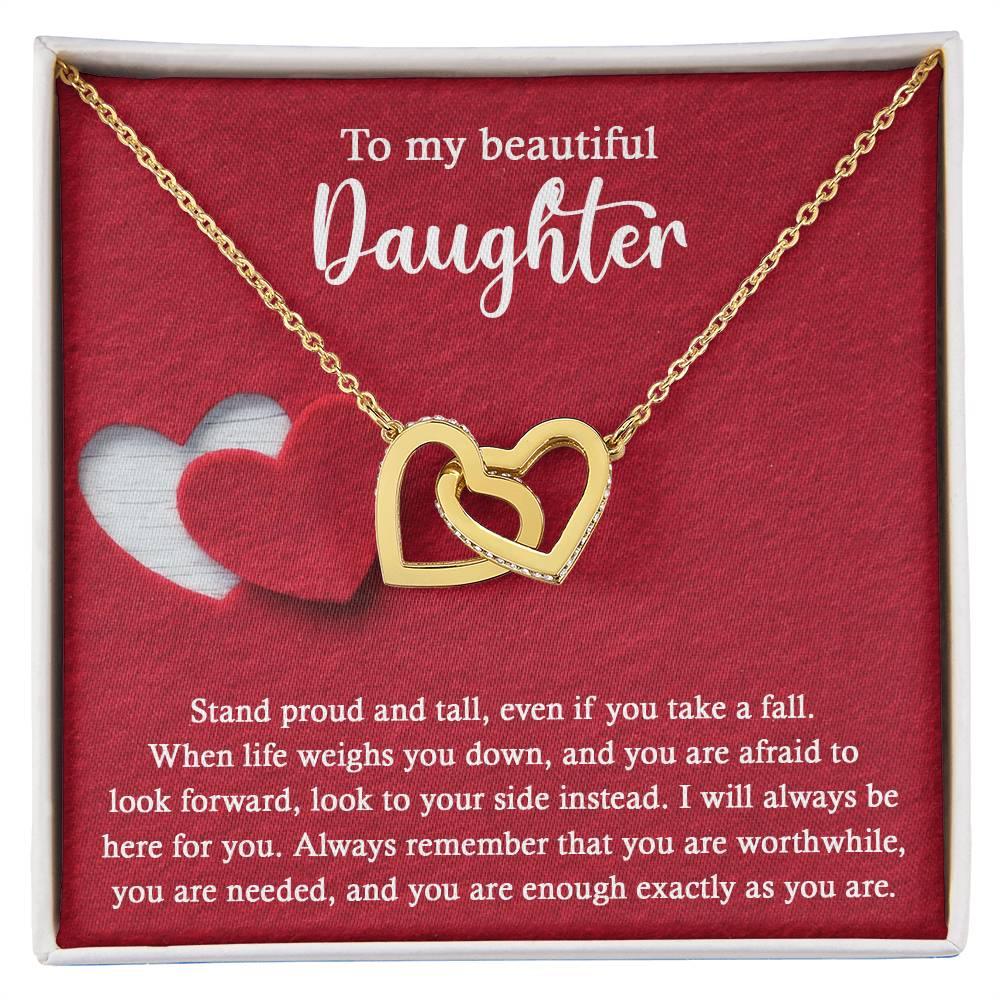 Daughter Wedding Day Gift - As You Are - Interlocking Hearts Necklace - Mallard Moon Gift Shop