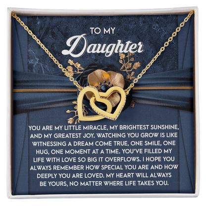 To My Daughter - Heartfelt Gift of Love & Encouragement Interlocking Hearts Necklace - Mallard Moon Gift Shop