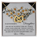 To My Wonderful Daughter - Unconditional Love from Mom - Interlocking Hearts Necklace