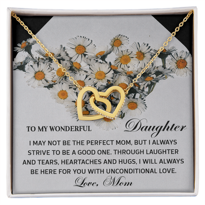 To My Wonderful Daughter - Unconditional Love from Mom - Interlocking Hearts Necklace - Mallard Moon Gift Shop