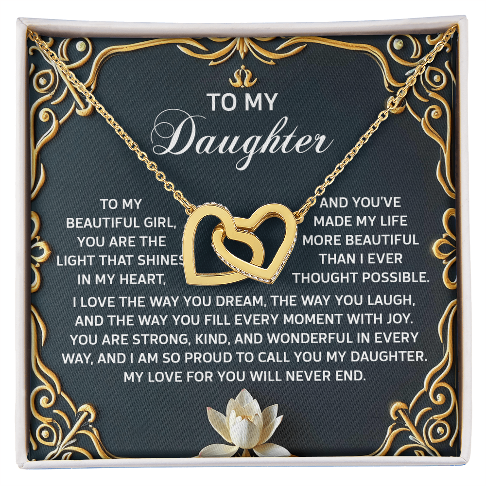 To My Daughter A Heartfelt Gift of Love & Pride Interlocking Hearts Necklace – A Timeless Symbol of Love & Pride - Mallard Moon Gift Shop