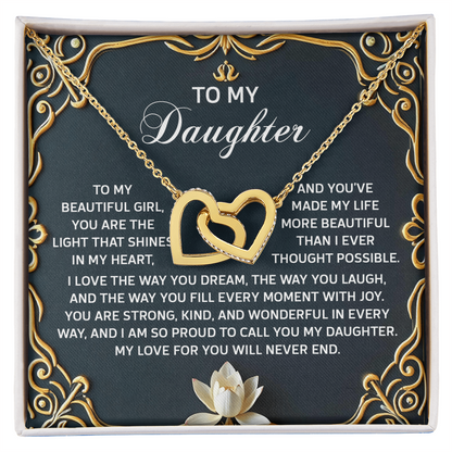 To My Daughter A Heartfelt Gift of Love & Pride Interlocking Hearts Necklace – A Timeless Symbol of Love & Pride - Mallard Moon Gift Shop