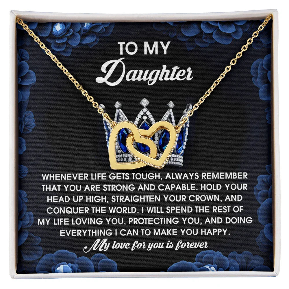 To My Daughter - Strength & Unwavering Love - Interlocking Hearts Necklace