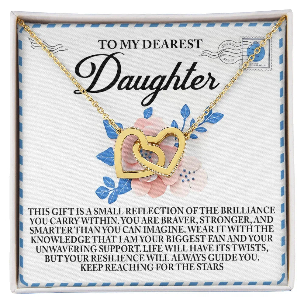 To My Dearest Daughter – Keep Reaching for the Stars - Inspirational Necklace Gift with Message Card
