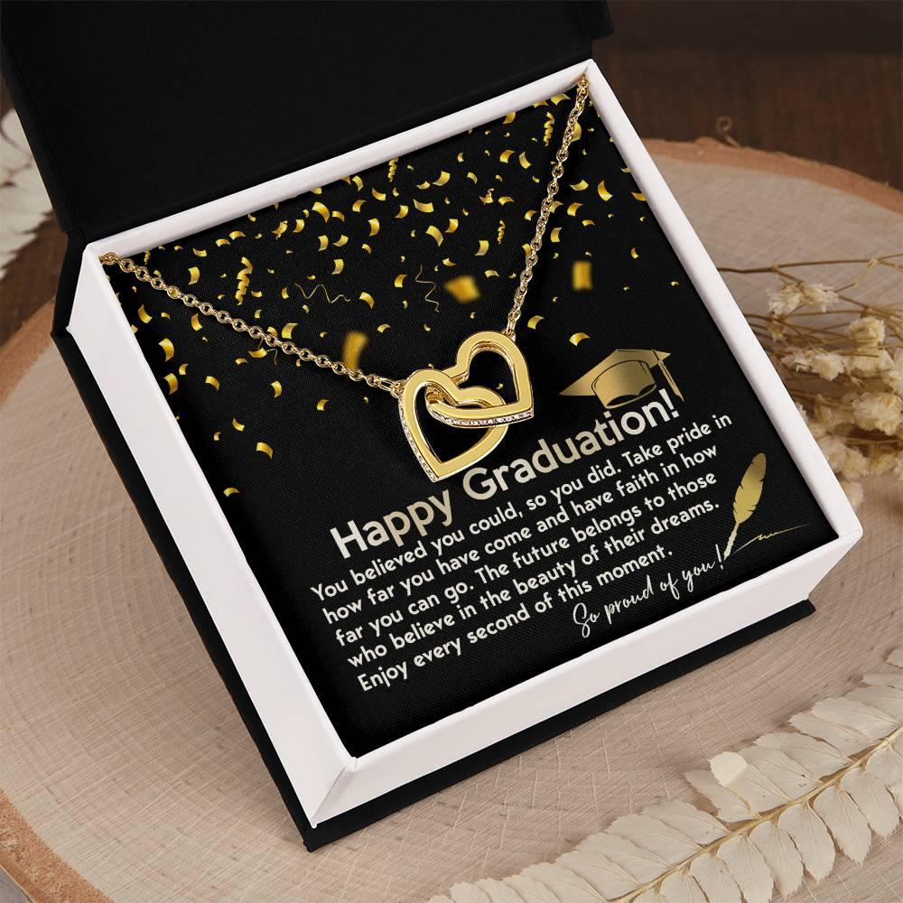 Happy Graduation You Believed You Could and You Did Interlocking Hearts Pendant Necklace - Mallard Moon Gift Shop
