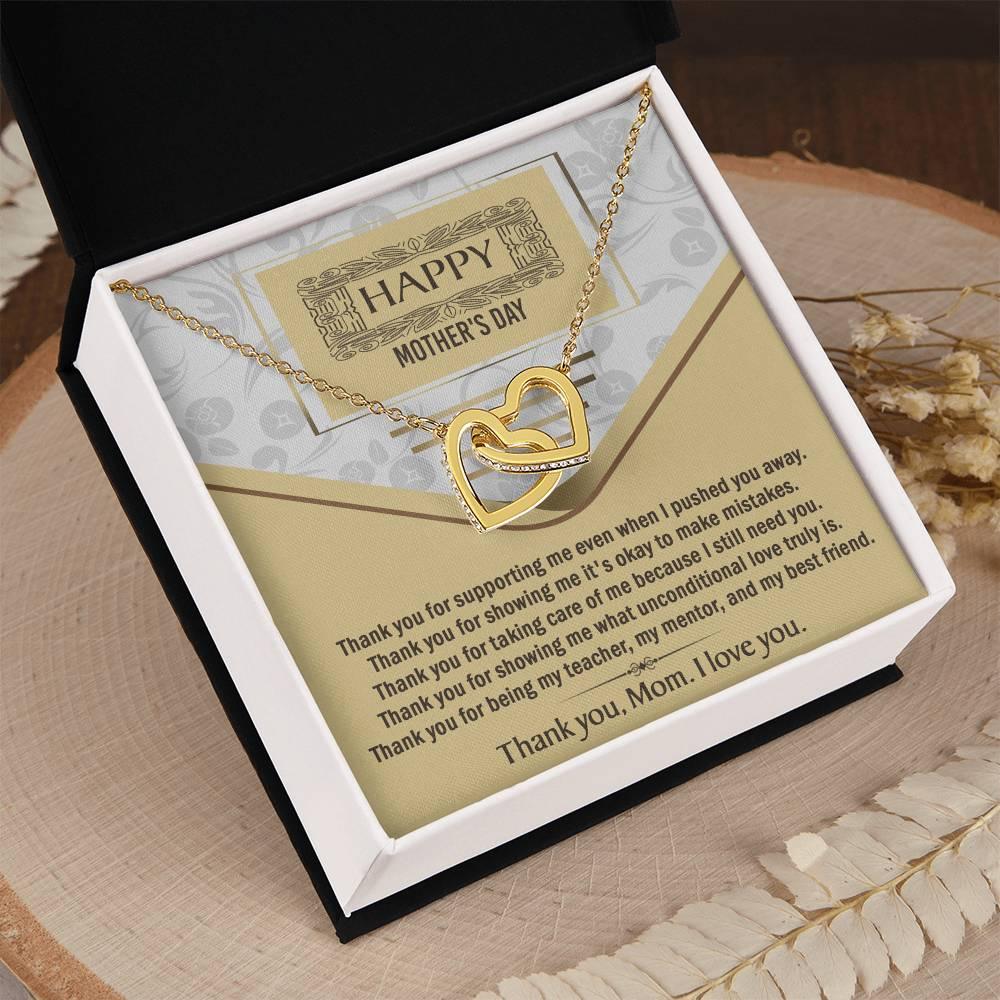 Happy Mother's Day Unconditional Love Interlocking Hearts Pendant Necklace Gift for Mom - Mallard Moon Gift Shop