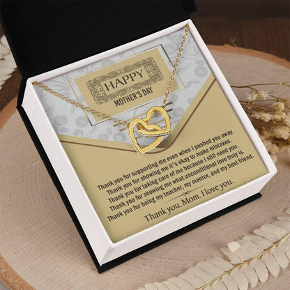 Happy Mother's Day Unconditional Love Interlocking Hearts Pendant Necklace Gift for Mom - Mallard Moon Gift Shop