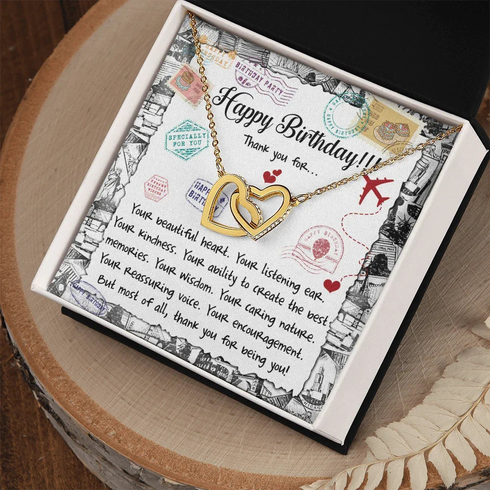 Happy Birthday Daughter Interlocking Hearts Necklace – Thank You for Being You | Meaningful Birthday Gift from Parent