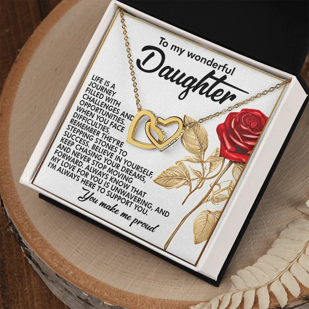 To My Wonderful Daughter – You Make Me Proud – Motivational Necklace Gift with Message of Love and Support