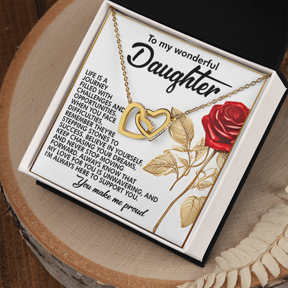 To My Wonderful Daughter – You Make Me Proud – Motivational Necklace Gift with Message of Love and Support - Mallard Moon Gift Shop