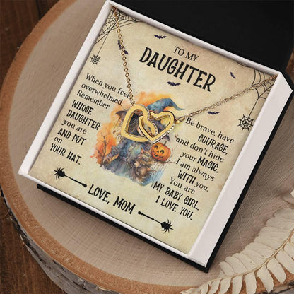 Daughter Halloween Inspired - Put Your Hat On and Don't Hide Your Magic Interlocking Hearts Necklace - Mallard Moon Gift Shop