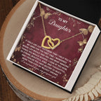 To My Daughter - Heartfelt Gift of Love & Pride - Interlocking Hearts Necklace