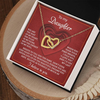 To My Daughter You Are the Beat of My Heart Interlocking Hearts Necklace - Mallard Moon Gift Shop