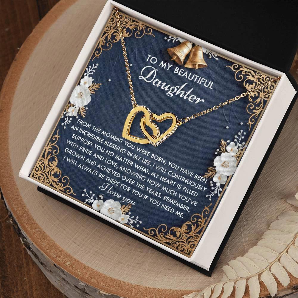 To My Beautiful Daughter - My Blessing - Interlocking Hearts Necklace – A Sentimental Gift of Love & Support
