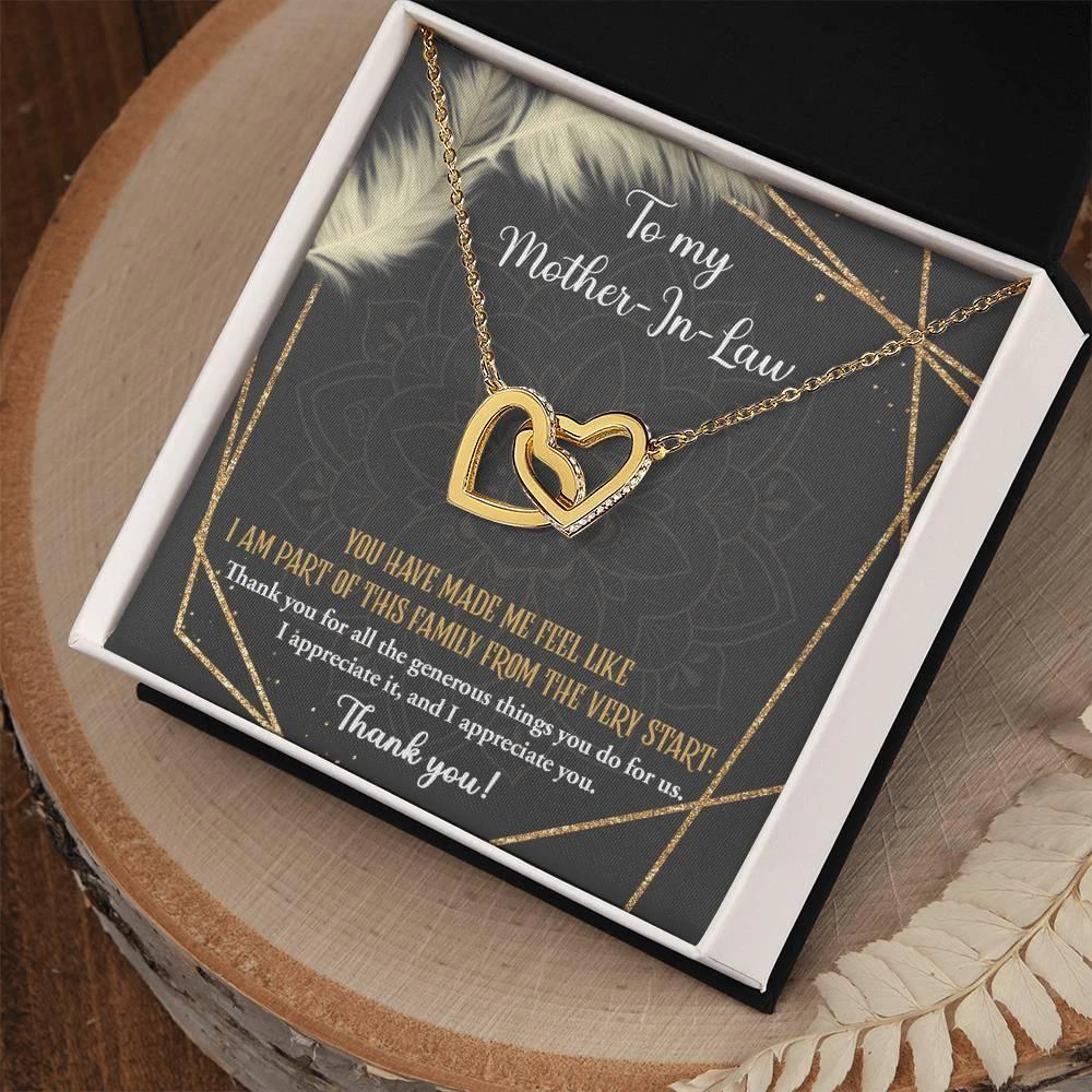 Gift for Mother-in-Law You are Appreciated Interlocking Hearts Necklace