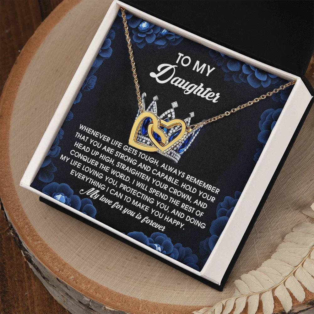 To My Daughter - Strength & Unwavering Love - Interlocking Hearts Necklace