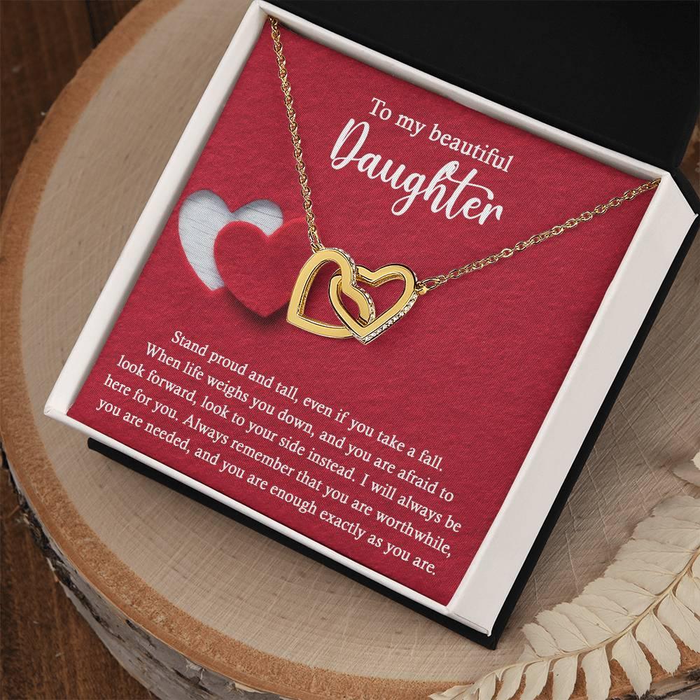 Daughter Wedding Day Gift - As You Are - Interlocking Hearts Necklace - Mallard Moon Gift Shop