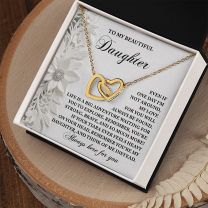 To My Beautiful Daughter - Inspirational Gift for Life's Adventures - Interlocking Hearts Necklace - Mallard Moon Gift Shop
