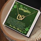 To My Cherished Daughter, My Shining Star– Interlocking Hearts Necklace St. Patrick's Day Gift