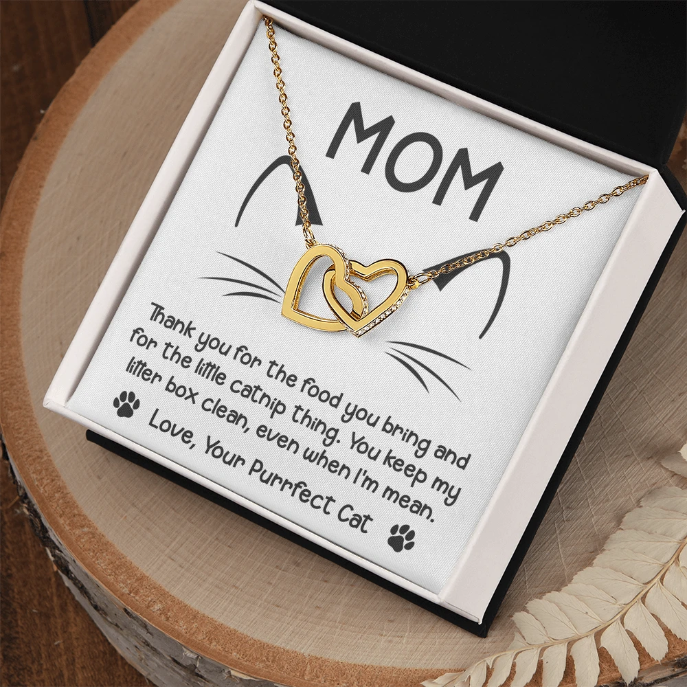 To the Cat Mom – Love, Your Purrfect Cat - Necklace with Cute Message Card