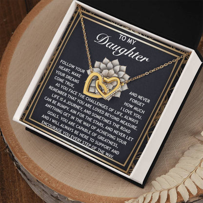 To My Daughter -A Gift of Love, Encouragement & Strength - Interlocking Hearts Necklace - Mallard Moon Gift Shop