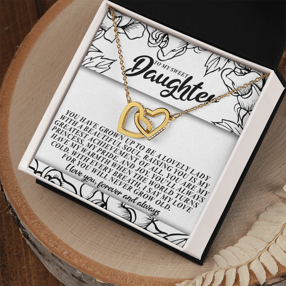 To My Sweet Daughter – You'll Always Have My Warmth When the World Turns Cold – Necklace Gift from Mom or Dad with Message Card