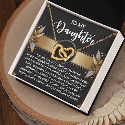 To My Daughter - My Greatest Treasure Interlocking Hearts Necklace Birthday, Graduation, Christmas Gift - Mallard Moon Gift Shop