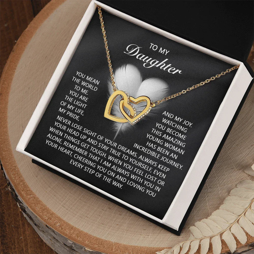 To My Daughter – A Gift of Love, Pride & Encouragement- Interlocking Hearts Necklace