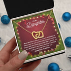 Daughter Gift - You Rule the World - Interlocking Hearts Pendant Necklace Christmas Gift