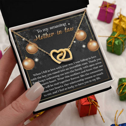 To My Amazing Mother-in-law  Our Two Hearts Pendant Necklace - Mallard Moon Gift Shop