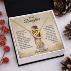 To My Daughter – Interlocking Hearts Necklace Gift from Dad | Old Lion Always Has Your Back | Meaningful Father Daughter Jewelry