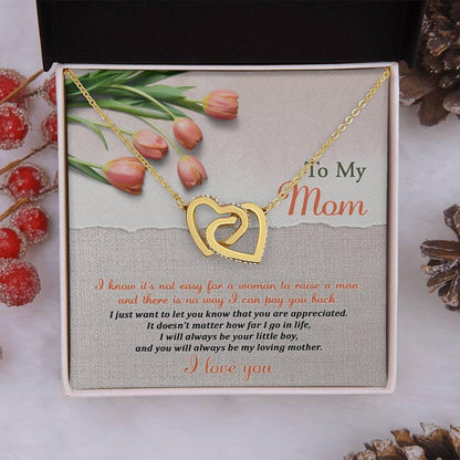 To My Mom, I Will Always Be Your Little Boy - Interlocking Hearts Pendant Necklace - Mallard Moon Gift Shop