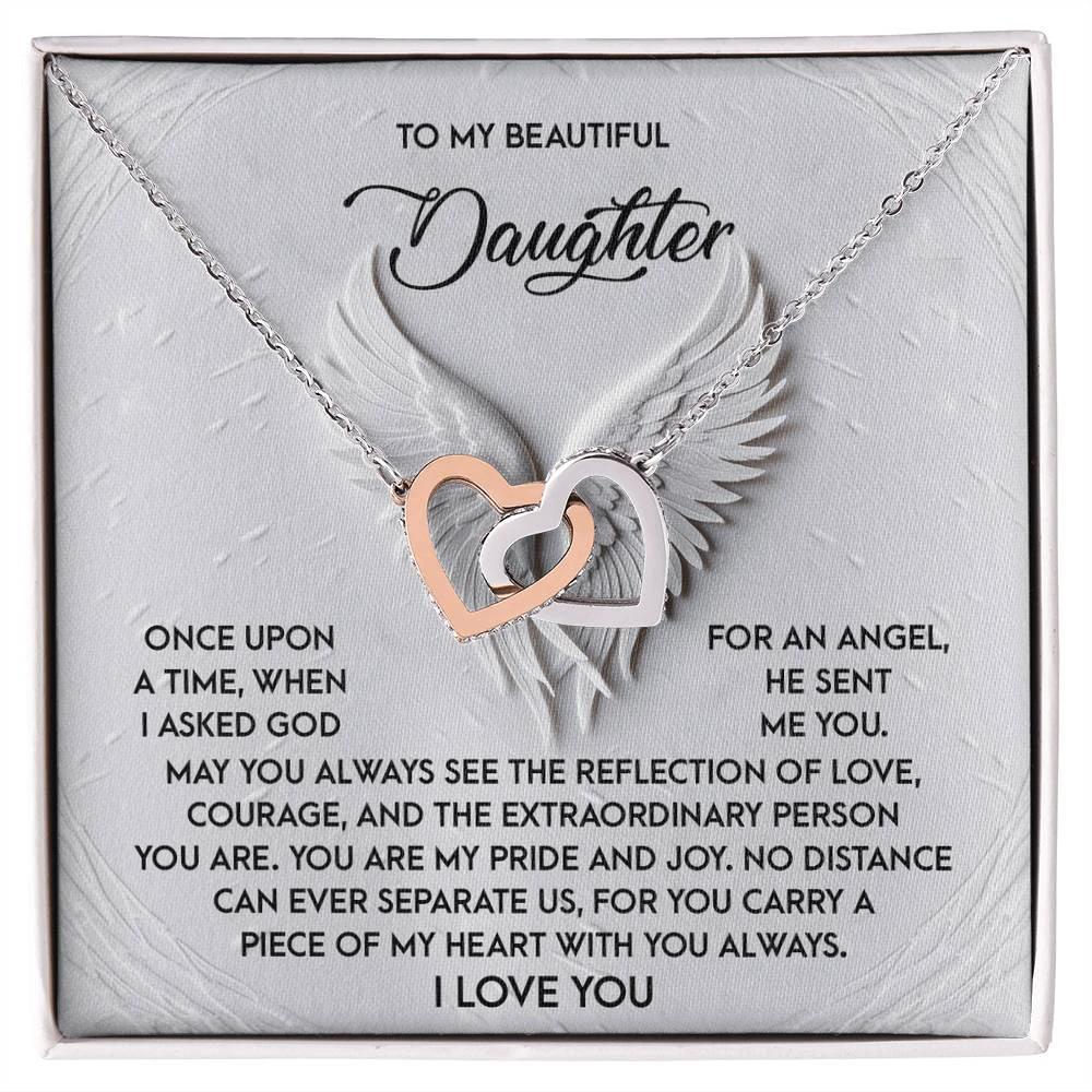 To My Beautiful Daughter - You Are My Angel - Interlocking Hearts Necklace