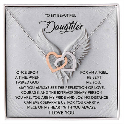 To My Beautiful Daughter - You Are My Angel - Interlocking Hearts Necklace - Mallard Moon Gift Shop