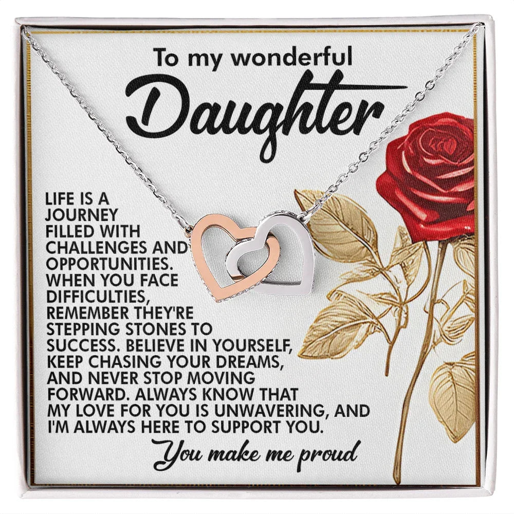 To My Wonderful Daughter – You Make Me Proud – Motivational Necklace Gift with Message of Love and Support