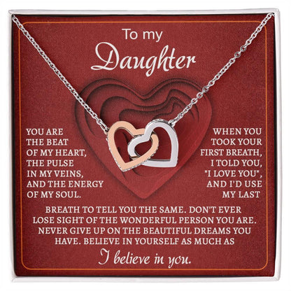 To My Daughter You Are the Beat of My Heart Interlocking Hearts Necklace - Mallard Moon Gift Shop