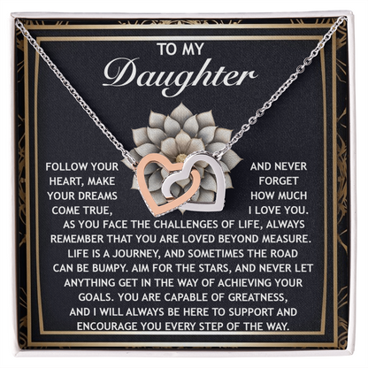 To My Daughter -A Gift of Love, Encouragement & Strength - Interlocking Hearts Necklace - Mallard Moon Gift Shop