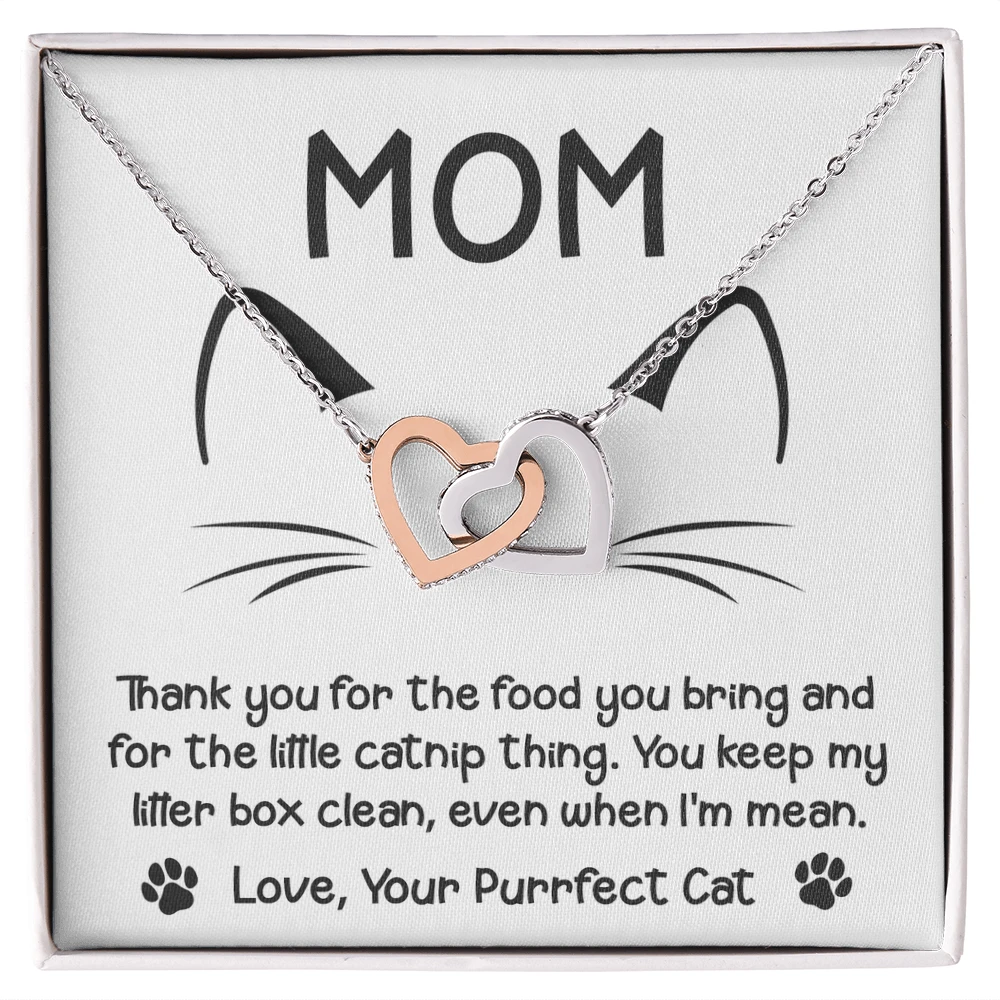 To the Cat Mom – Love, Your Purrfect Cat - Necklace with Cute Message Card
