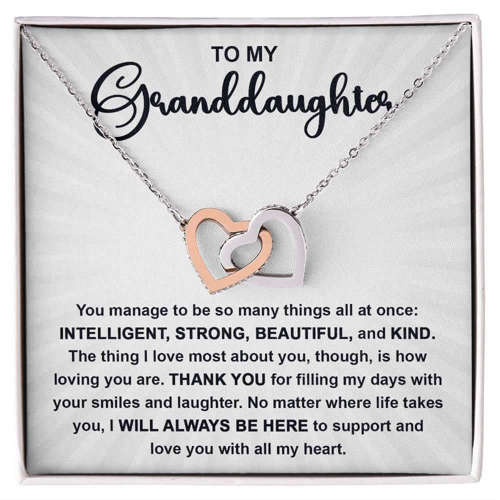 Granddaughter Gift I Will Always Be Here and I Love You With All My Heart Necklace with Heartfelt Message - Mallard Moon Gift Shop