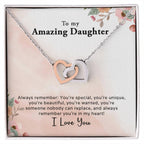To My Amazing Daughter - Always In My Heart - Interlocking Hearts Necklace