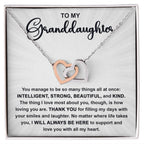 To My Granddaughter Interlocking Hearts Necklace – Intelligent, Strong, Beautiful & Kind Message Card | Heartfelt Gift